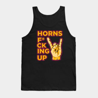 Horns f*cking up hand rock and roll vintage art Tank Top